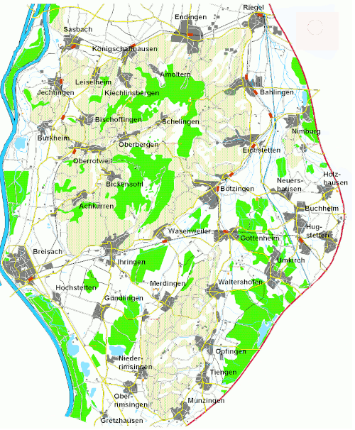 Übersichtskarte Vogtsburg und Ortsteile