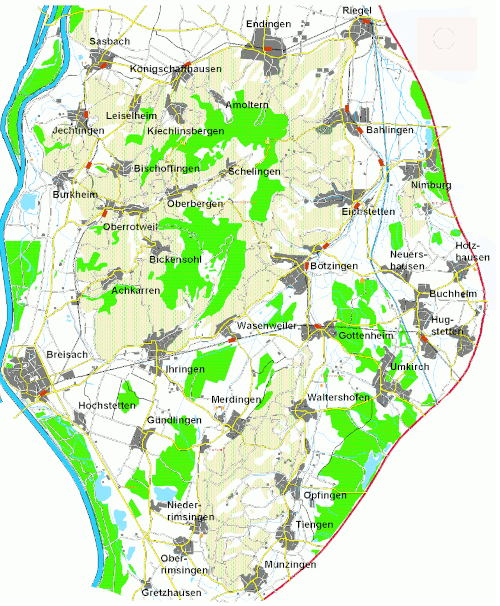 Vogtsburg-Karte Übersichtskarte Vogtsburg und Ortsteile
